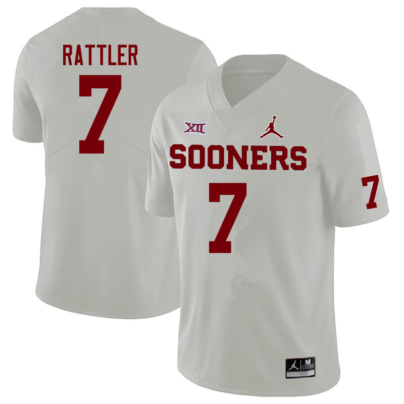Jordan Brand Men #7 Spencer Rattler Oklahoma Sooners College Football Jerseys Sale-White - Click Image to Close